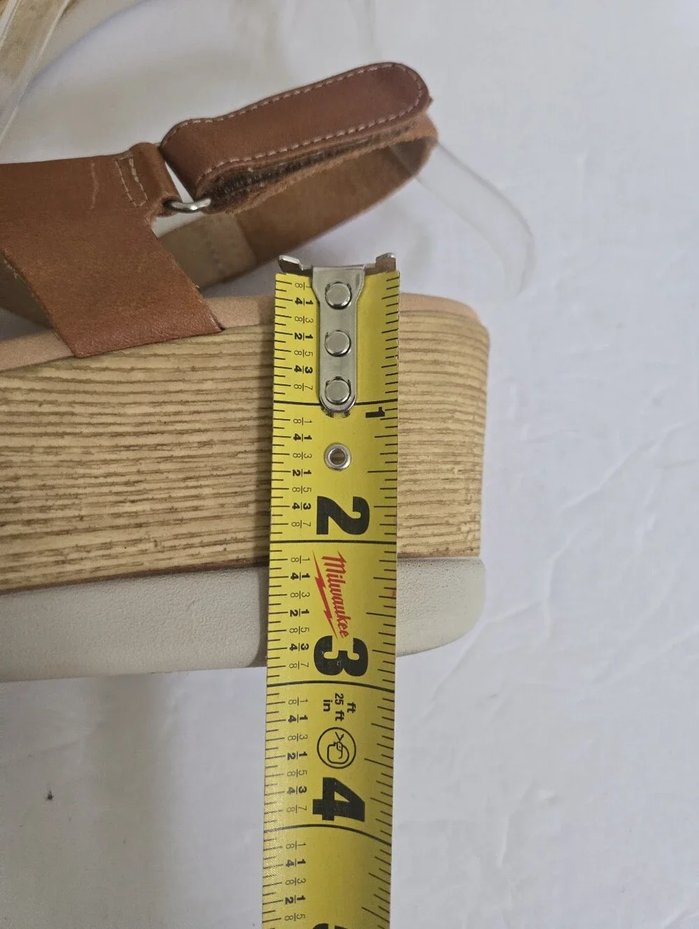 Light Brown Leather Strappy Platform Sandals Size 36